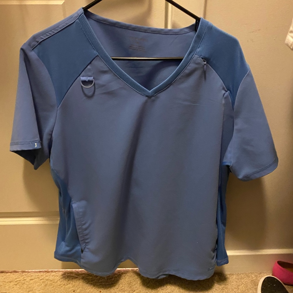 Mesh panel scrub top - Ciel blue